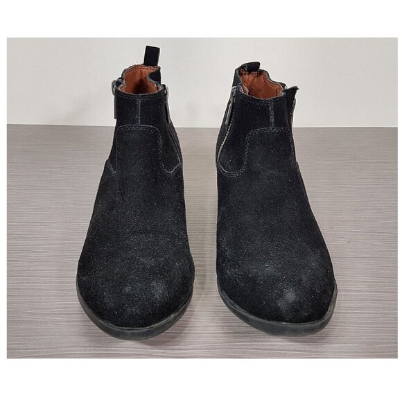 Lucky Brand Beniee Bootie Black Suede Dual Zip Womens Size 8.5 / 38.5 - Picture 2 of 6